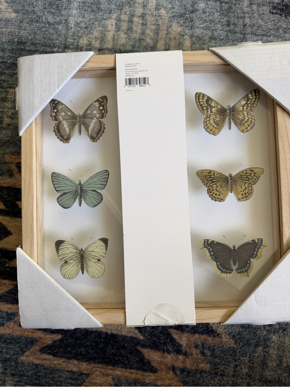 Framed Butterfly Wall Art - Neutral and Green Tones